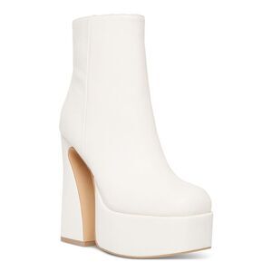 MADDEN GIRL Womens White 2" Platform Kourt Square Toe Sculpted Heel Booties 9 M